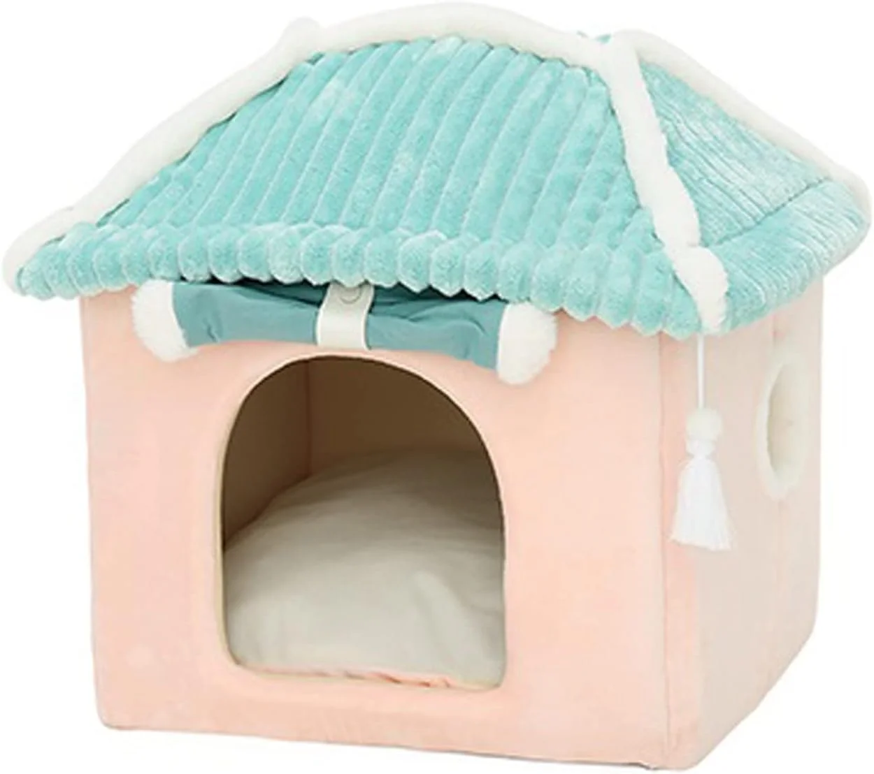 خانه سگ کوچک VIZCO، خانه کاملاً محصور زیبا برای گربه ها، خانه حیوانات خانگی گرم در زمستان، تخت خواب فوق العاده نرم برای توله سگ، تامین کنندگان خانه گربه