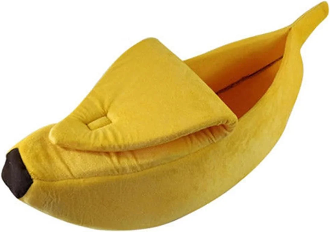 تخت خواب کوچک سگ VIZCO، تخت خواب گربه طرح موز خنده دار، خانه گربه دنج و زیبا، تشک گربه گرم، بادوام، قابل حمل، سبد حیوانات خانگی، لانه سگ، لوازم گربه چند رنگ (سایز: کوچک)