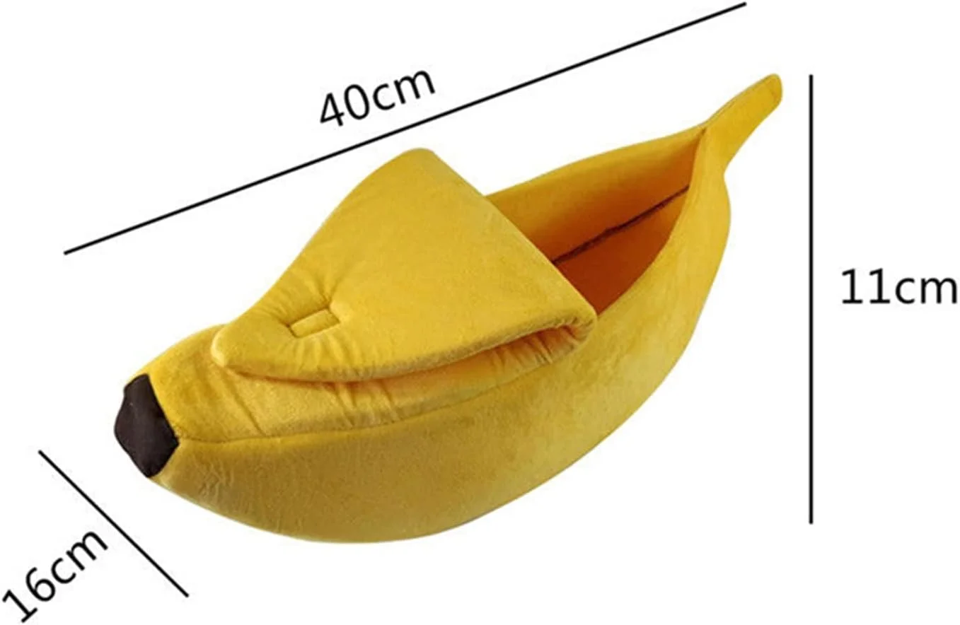 تخت خواب کوچک سگ VIZCO، تخت خواب گربه طرح موز خنده دار، خانه گربه دنج و زیبا، تشک گربه گرم، بادوام، قابل حمل، سبد حیوانات خانگی، لانه سگ، لوازم گربه چند رنگ (سایز: کوچک)