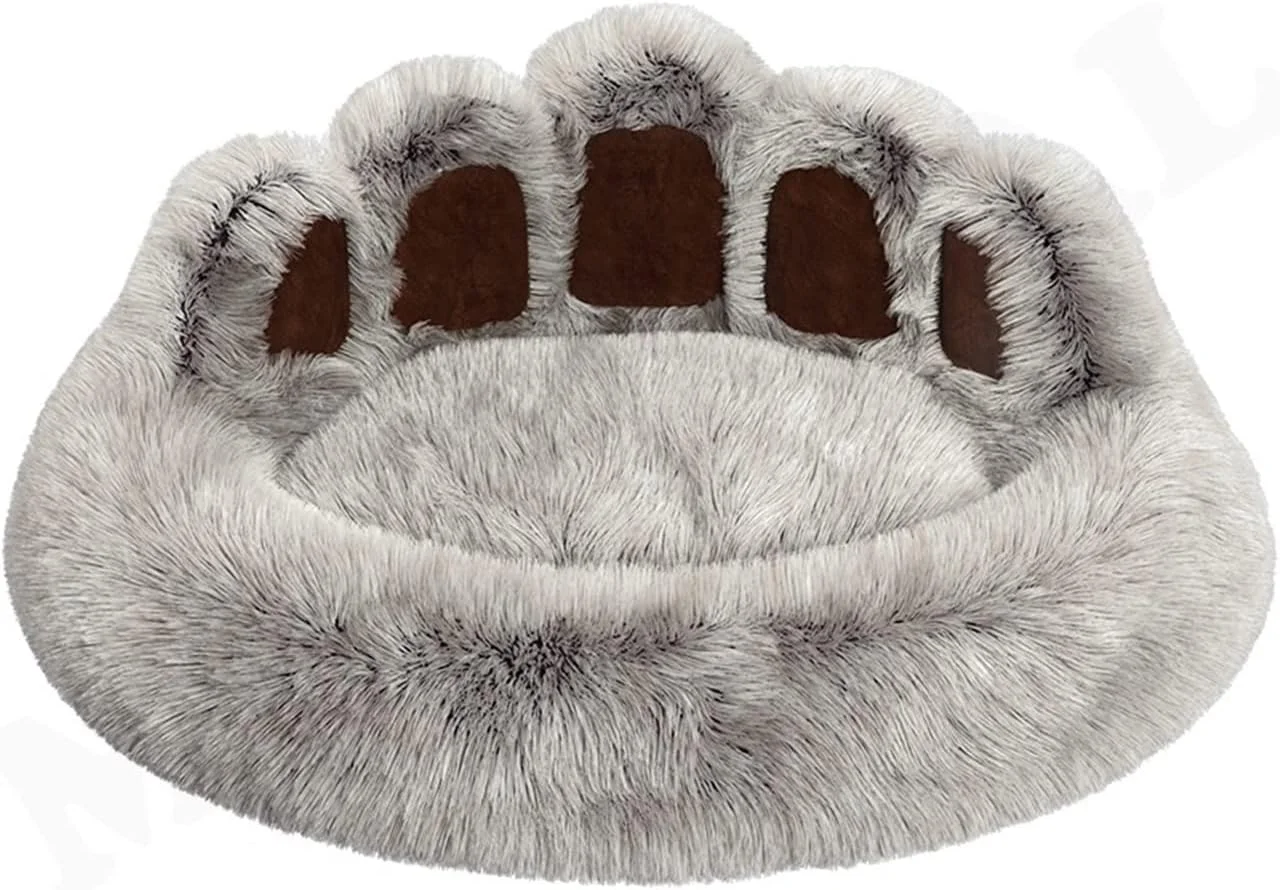 تخت خواب کوچک سگ و گربه VIZCO طرح پنجه خرس، تشک مبل بزرگ سگ، لوازم حیوانات خانگی و لوازم جانبی سگ (رنگ: قهوه ای، سایز: کوچک)