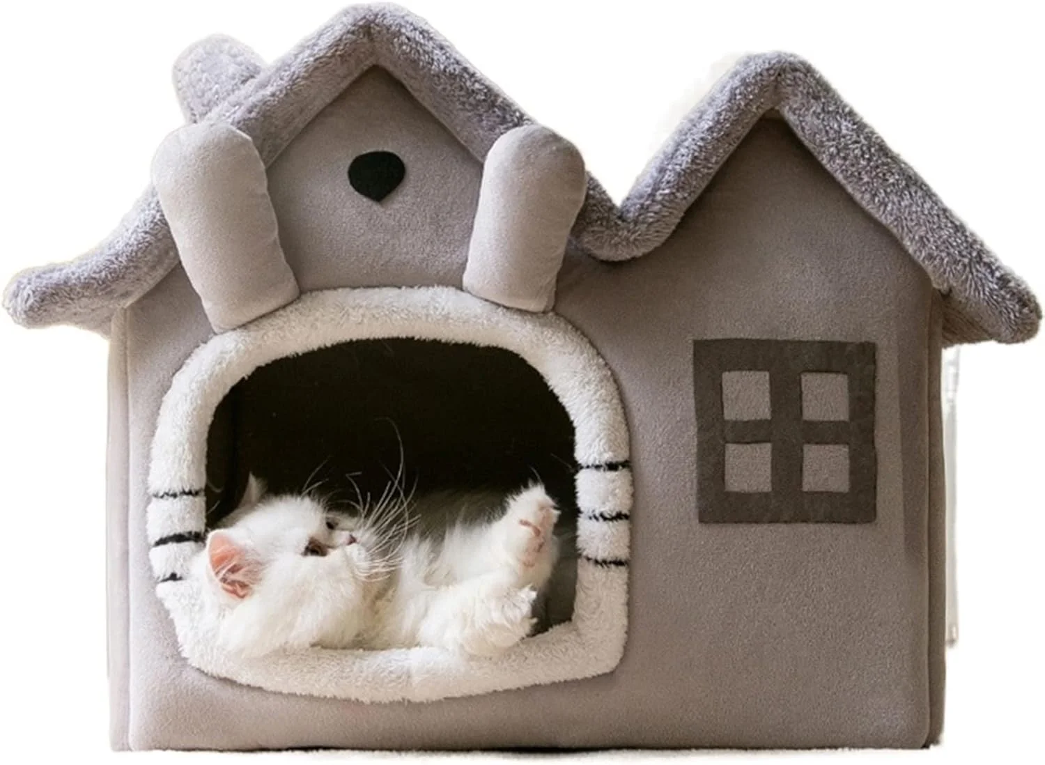 خانه تخت خواب کوچک سگ VIZCO، تنفس پذیر، گرم، مخملی، جداشدنی، قابل شستشو، نرم، لانه ای برای گربه، مناسب سگ ها و گربه های کوچک، متوسط و بزرگ (سایز: متوسط)