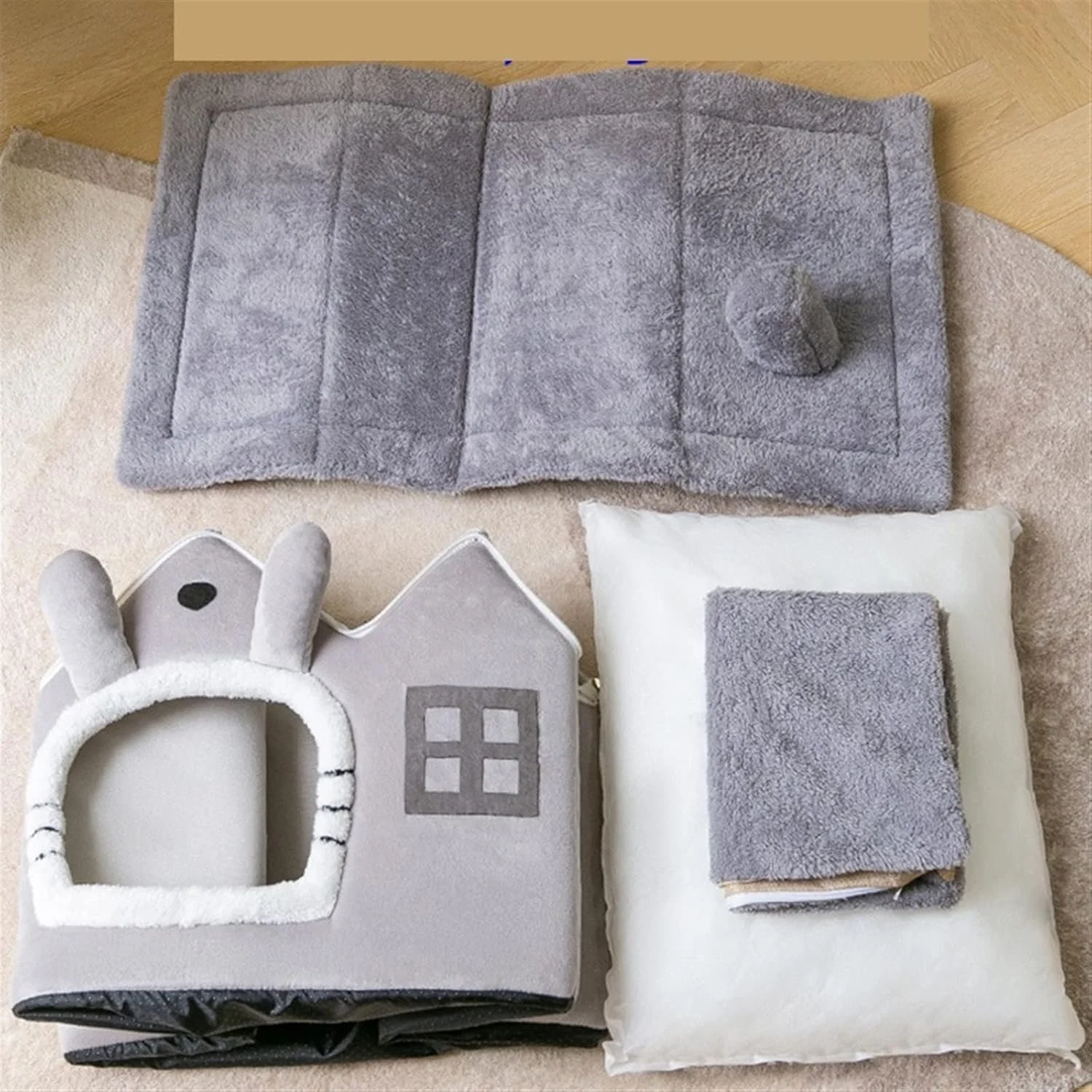 خانه تخت خواب کوچک سگ VIZCO، تنفس پذیر، گرم، مخملی، جداشدنی، قابل شستشو، نرم، لانه ای برای گربه، مناسب سگ ها و گربه های کوچک، متوسط و بزرگ (سایز: متوسط)