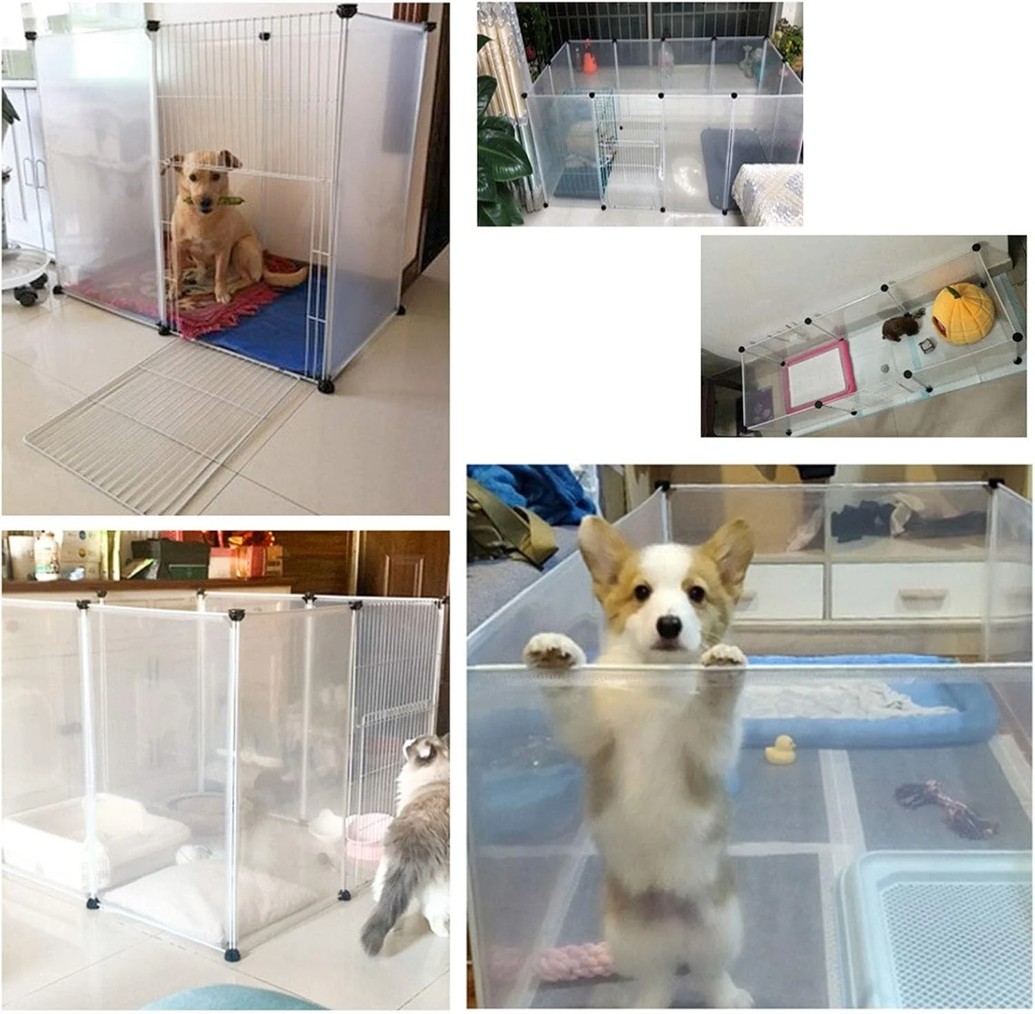 محوطه بازی حیوانات خانگی وینستینگ، حصار سگ قابل حمل بزرگ با درب، 12 پنل مناسب برای سگ های کوچک، گربه ها و حیوانات خانگی با وزن کمتر از 10 کیلوگرم