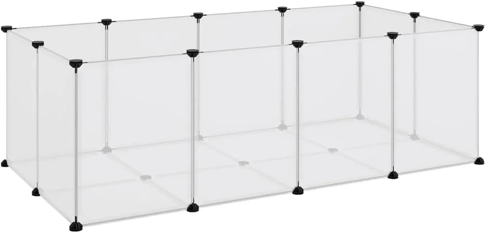 قفس حیوانات کوچک vidaXL، خانه حیوانات خانگی خرگوش، محوطه بازی خوکچه هندی، حصار حیوانات خانگی، محفظه خرگوش شفاف 144x74x46.5 سانتی متر PP و فولاد