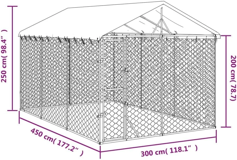 قفس سگ فضای باز vidaXL، خانه سگ با سقف، قفس سگ با درب قفلدار و چفت، خانه حیوانات خانگی برای حیوانات کوچک، فولاد گالوانیزه نقرهای قفس سگ فضای باز vidaXL، خانه سگ با سقف، قفس سگ با درب قفلدار و چفت، خانه حیوانات خانگی برای حیوانات کوچک، فولاد گالوانیزه نقرهای
