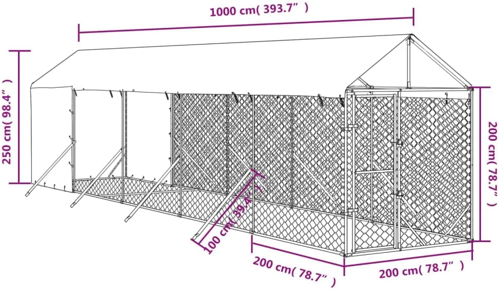 قفس سگ فضای باز vidaXL، خانه سگ با سقف، قفس سگ با درب قفلدار و چفت، خانه حیوانات خانگی برای حیوانات کوچک، فولاد گالوانیزه نقرهای قفس سگ فضای باز vidaXL، خانه سگ با سقف، قفس سگ با درب قفلدار و چفت، خانه حیوانات خانگی برای حیوانات کوچک، فولاد گالوانیزه نقرهای