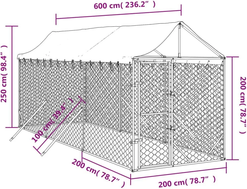 قفس سگ فضای باز vidaXL، خانه سگ با سقف، قفس سگ با درب قفلدار و چفت، خانه حیوانات خانگی برای حیوانات کوچک، فولاد گالوانیزه نقرهای قفس سگ فضای باز vidaXL، خانه سگ با سقف، قفس سگ با درب قفلدار و چفت، خانه حیوانات خانگی برای حیوانات کوچک، فولاد گالوانیزه نقرهای