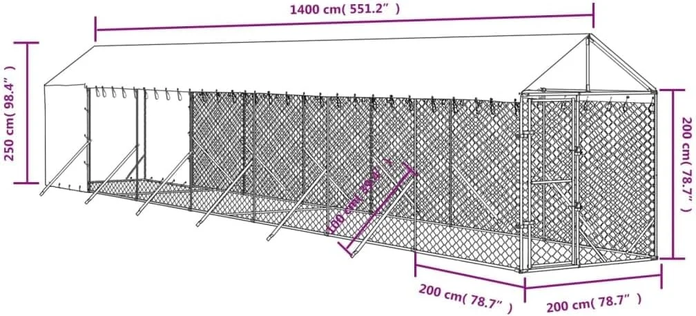قفس سگ فضای باز vidaXL، خانه سگ با سقف، قفس سگ با درب قفلدار و چفت، خانه حیوانات خانگی برای حیوانات کوچک، فولاد گالوانیزه نقرهای قفس سگ فضای باز vidaXL، خانه سگ با سقف، قفس سگ با درب قفلدار و چفت، خانه حیوانات خانگی برای حیوانات کوچک، فولاد گالوانیزه نقرهای