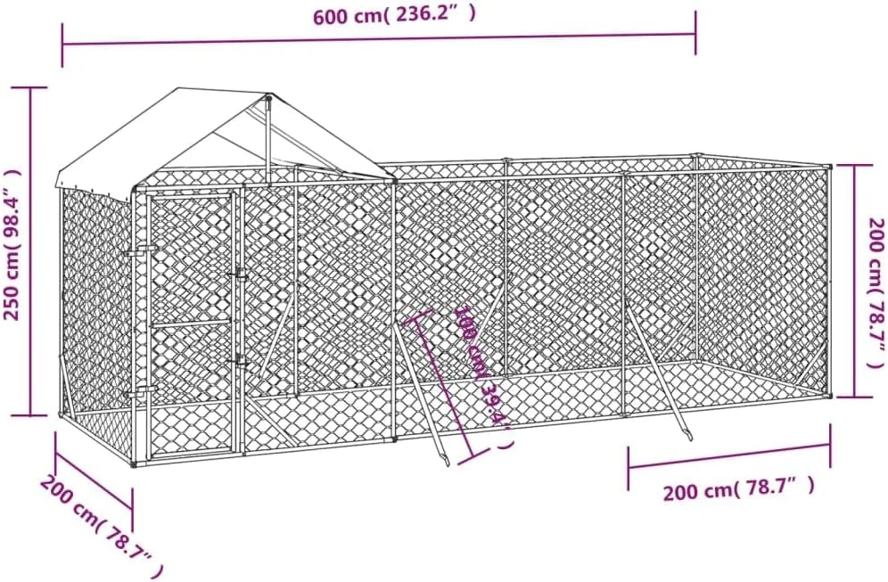 قفس سگ فضای باز ویدا ایکس ال، قفس سگ برای حیاط، باکس سگ با سقف، محوطه بازی توله سگ، خانه قفس حیوانات خانگی، فولاد گالوانیزه نقره ای قفس سگ فضای باز ویدا ایکس ال، قفس سگ برای حیاط، باکس سگ با سقف، محوطه بازی توله سگ، خانه قفس حیوانات خانگی، فولاد گالوانیزه نقره ای