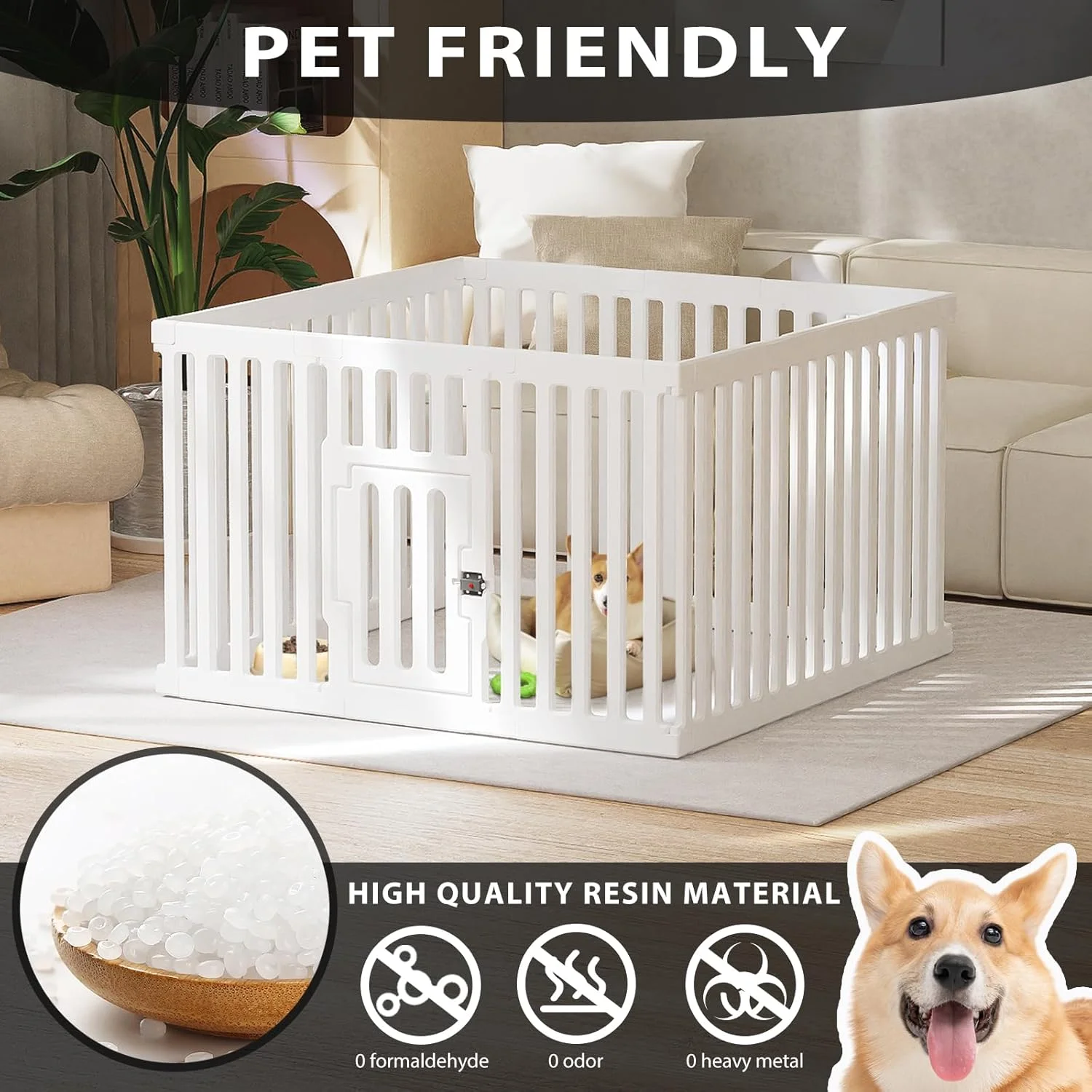 محوطه بازی سگ VERABE با درب، محوطه بازی توله سگ 12 پنلی، محوطه بازی حیوانات خانگی به ارتفاع 25.6 اینچ برای گربه ها و سگ های کوچک، حصار حیوانات خانگی برای داخل و خارج از منزل، دروازه حیوانات خانگی ضد لغزش ساخته شده از پلاستیک قوی، سفید