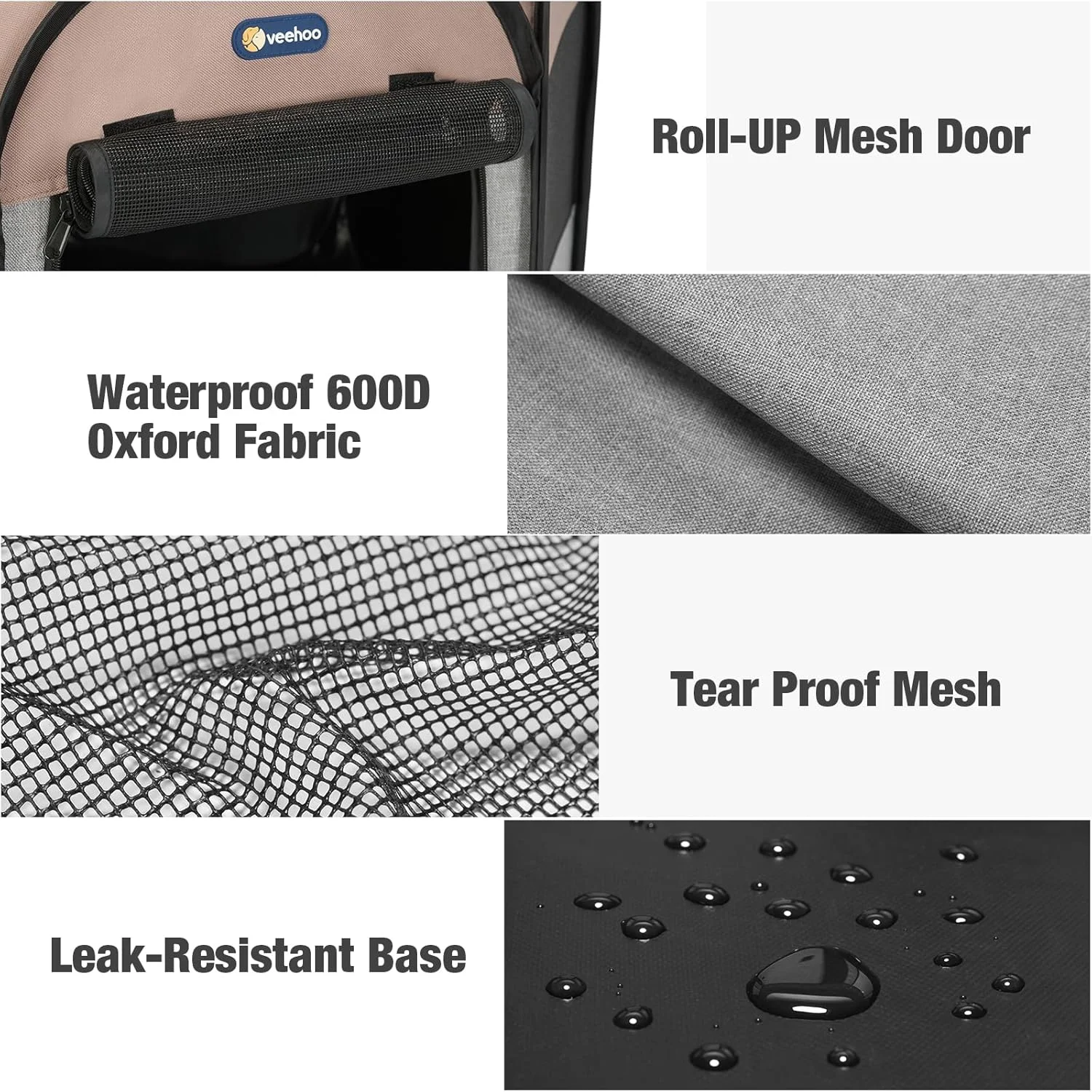 محوطه بازی قابل حمل سگ ویهو - محوطه بازی تاشو سگ با کیف حمل، چادر تمرین حیوانات خانگی داخلی و خارجی برای سگ ها، خیلی بزرگ، خاکستری