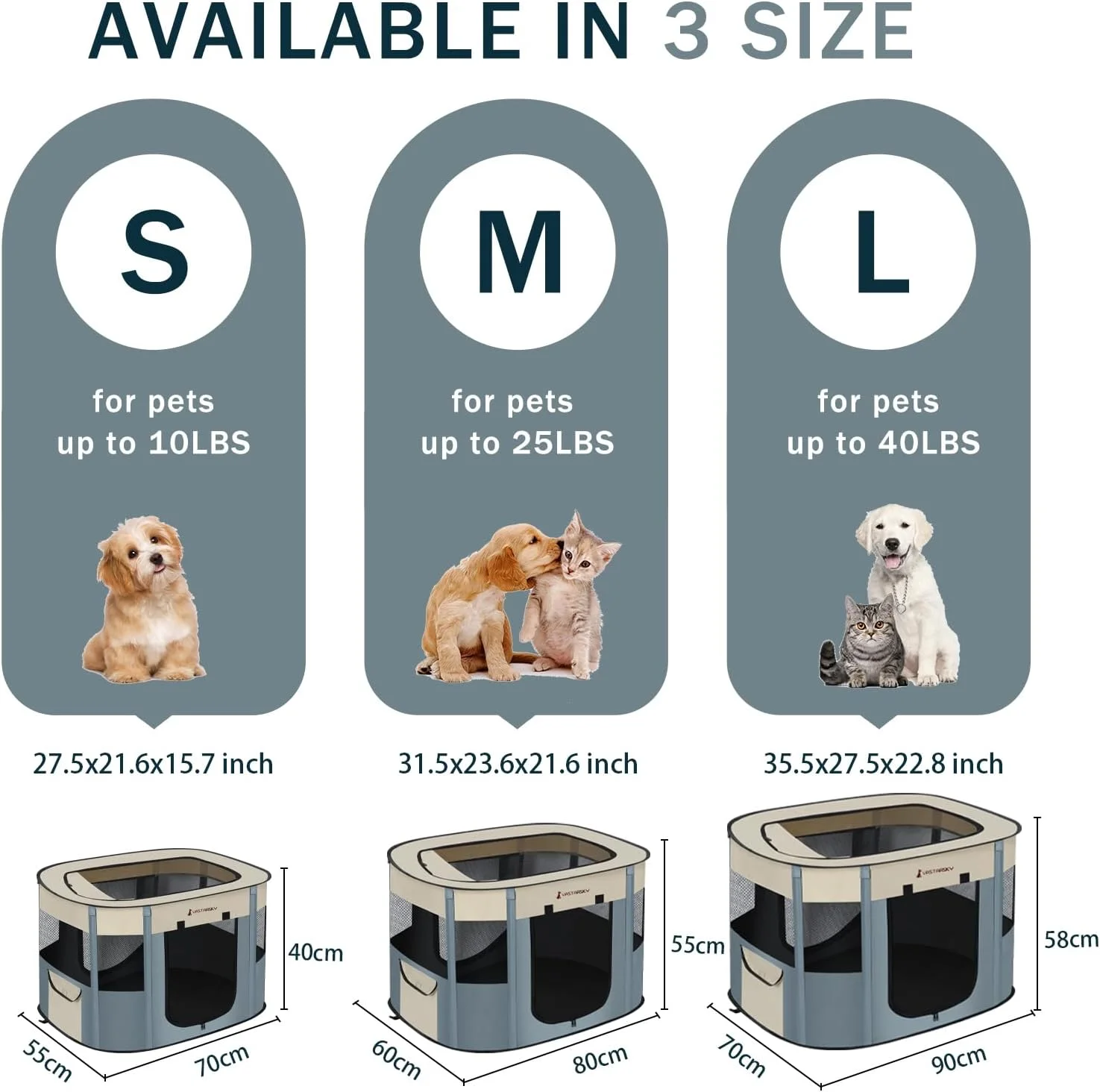 محوطه بازی تاشو حیوانات خانگی Vastarsky (بزرگ (91*71*58 سانتی متر))