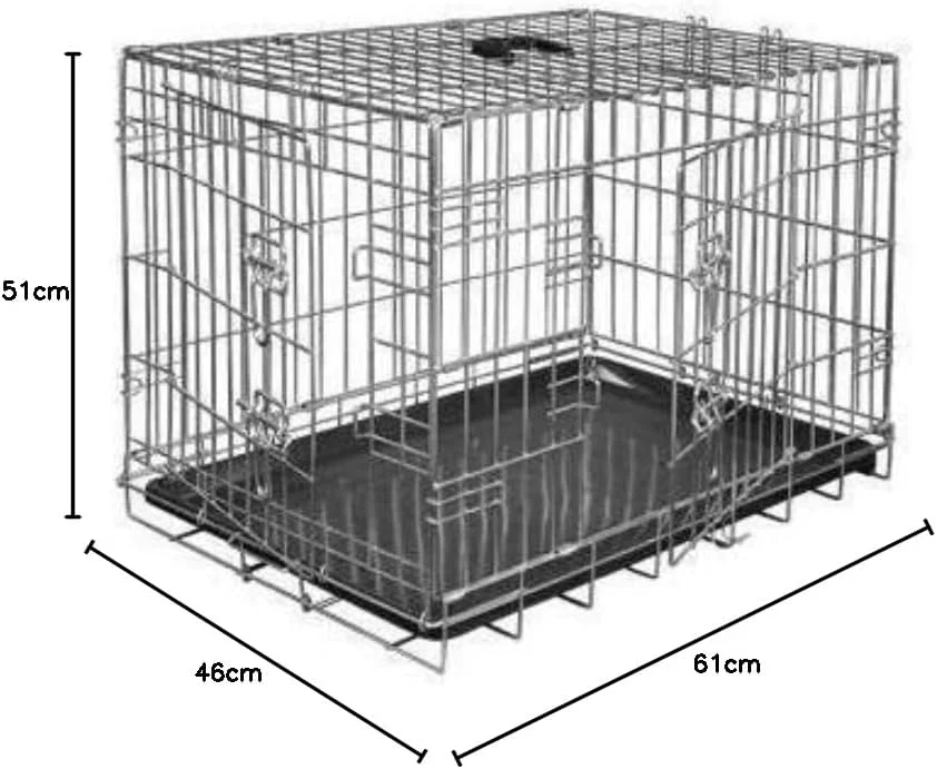 قفس فلزی تاشو کلاسیک سگ وادیگران نقره ای سایز M، 61x46x51 سانتی متر
