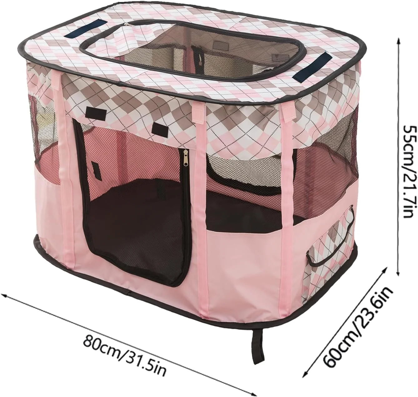 پارک بازی تاشو حیوانات خانگی VARMTOR، پارک بازی گربه، پارک بازی توله سگ برای داخل خانه (بزرگ، صورتی)