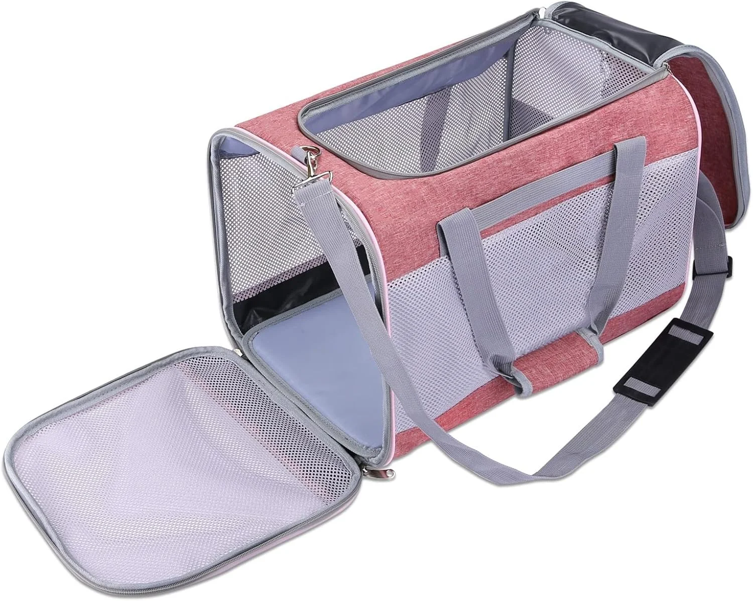 کیف حمل سگ یوتویا برای سگ های کوچک، کیف حمل نرم حیوانات خانگی، کیف قابل حمل و تنفسی، کیف حمل سگ و گربه، مقاوم در برابر سایش، کیف دستی مسافرتی برای حیوانات خانگی با زیپ های ایمنی (رنگ: صورتی)