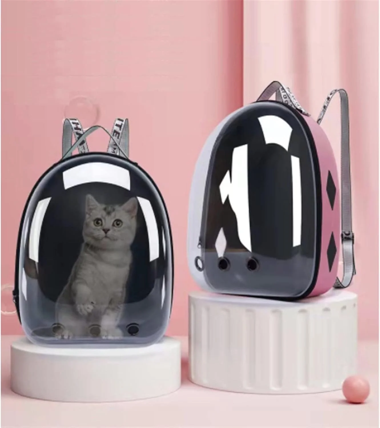 کیف حمل سگ UTOYA برای سگ های کوچک، کیف حمل گربه، قفس حمل حیوانات خانگی سگ کوچک، کوله پشتی قابل حمل، شانه ای، کپسول فضایی شفاف (رنگ: آبی تیره)