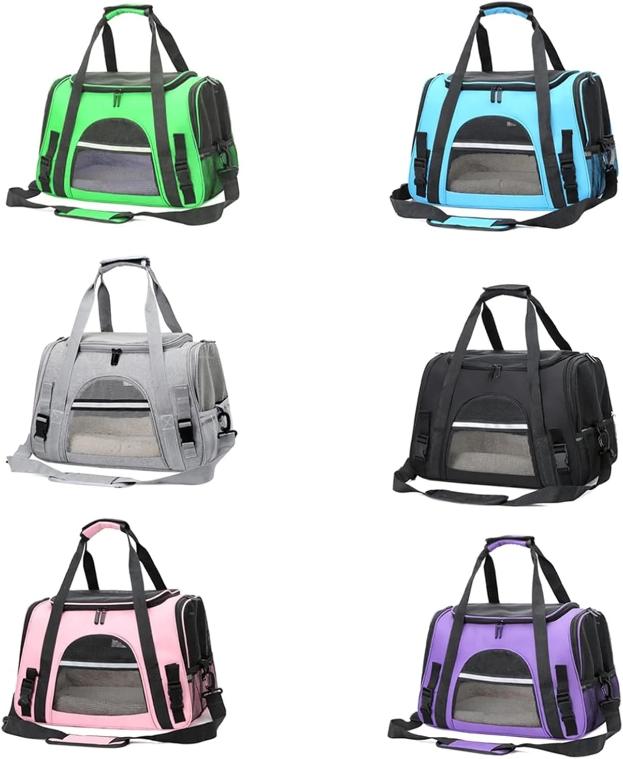 کیف حمل سگ UTOYA برای سگ های کوچک، کیف حمل حیوانات خانگی نرم و قابل حمل، تاشو و تنفسی، کیف حمل سگ و گربه، کیف دستی مسافرتی برای حیوانات خانگی با زیپ های ایمنی قفل دار (رنگ: خاکستری)