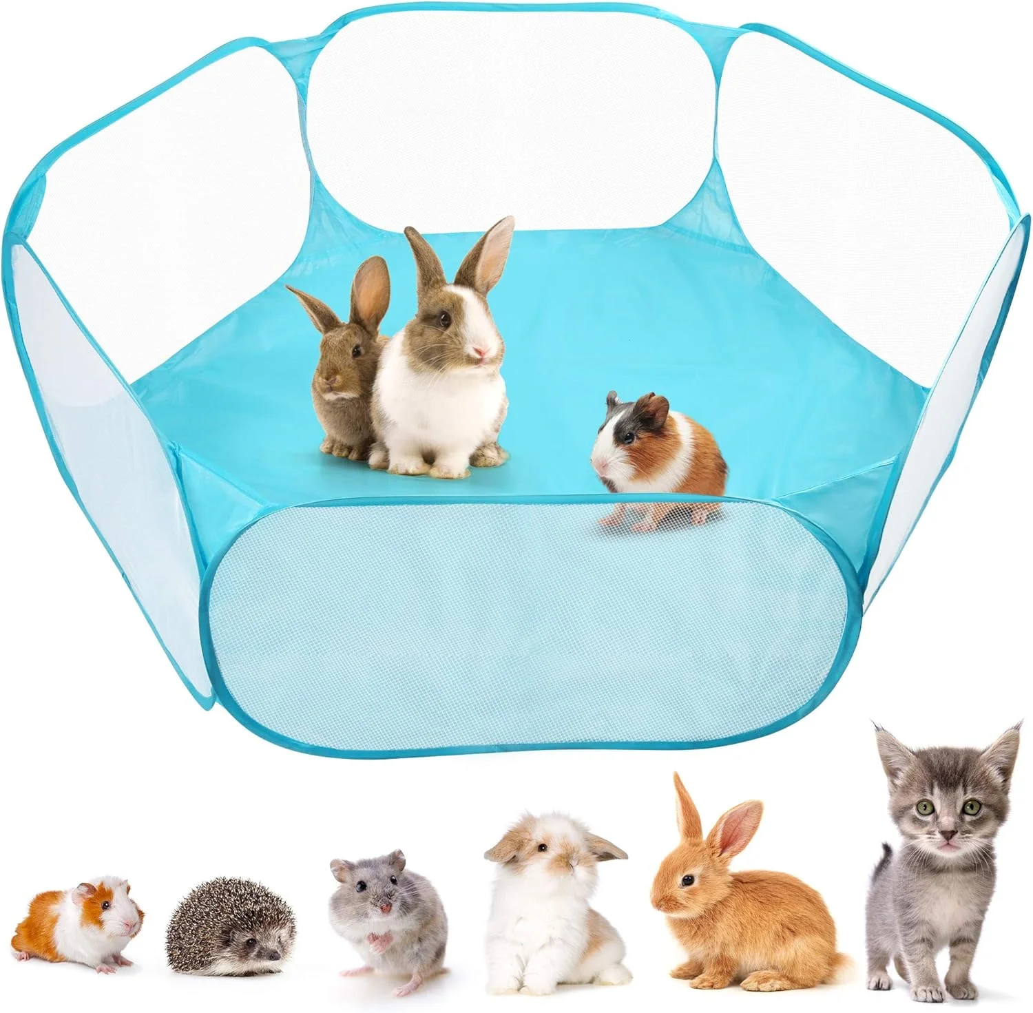 چادر قفس حیوانات کوچک ارتقا یافته، محوطه بازی تاشو ضد آب برای حیوانات خانگی، حصار تمرینی بازشو در فضای باز/داخلی، چادر قفس خوکچه هندی، پارچه تنفسی، حصار حیاط برای خوکچه هندی، خرگوش، همستر