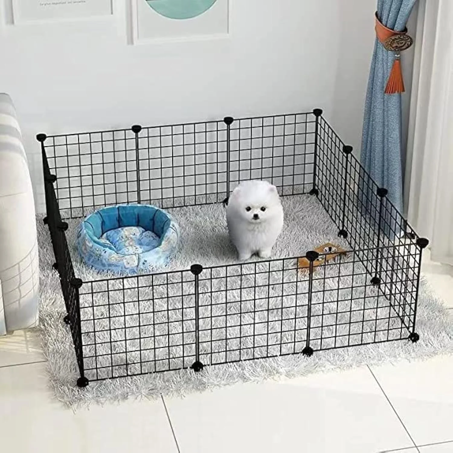 محوطه بازی حیوانات خانگی URbazaar، مناسب سگ و گربه، 12 پنل، حصار بزرگ برای توله سگ، قفس، خانه سگ، زمین بازی قابل حمل، قفس DIY، مانع حیاط با دروازه برای سگ، خرگوش، گربه، فضای باز و سرپوشیده