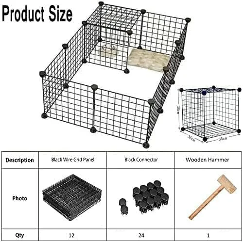 محوطه بازی حیوانات خانگی URbazaar، مناسب سگ و گربه، 12 پنل، حصار بزرگ برای توله سگ، قفس، خانه سگ، زمین بازی قابل حمل، قفس DIY، مانع حیاط با دروازه برای سگ، خرگوش، گربه، فضای باز و سرپوشیده