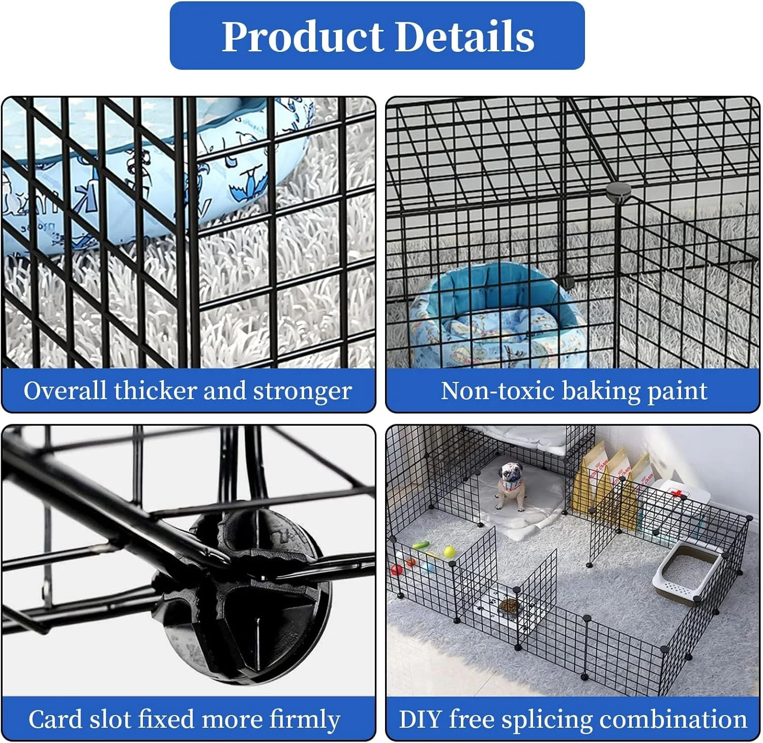 محوطه بازی حیوانات خانگی URbazaar، مناسب سگ و گربه، 12 پنل، حصار بزرگ برای توله سگ، قفس، خانه سگ، زمین بازی قابل حمل، قفس DIY، مانع حیاط با دروازه برای سگ، خرگوش، گربه، فضای باز و سرپوشیده
