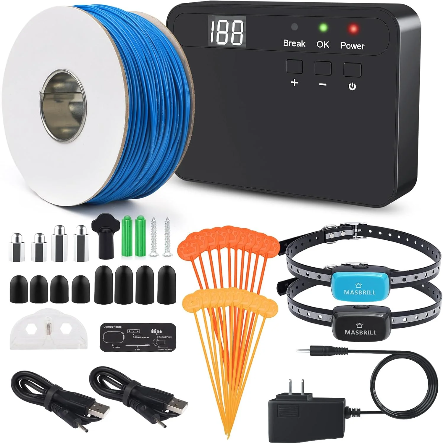 فنس الکتریکی برای سگ ها، سیستم محوطه سازی فنس سگ زیرزمینی 2024، فنس الکتریکی سگ زیرزمینی برای 2 سگ، قلاده ضد آب قابل شارژ با اصلاح صدا/شوک استاتیک، پوشش تا 3/4 هکتار