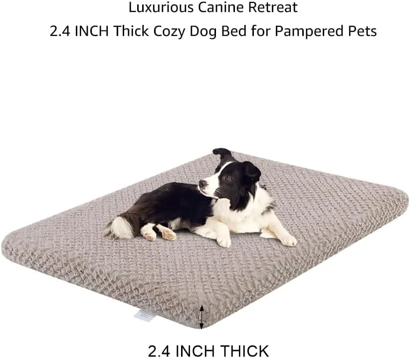 قفس سگ چوبی یونی پاوز به همراه تخت و سینی، قفس سگ مبلمان سبک، لانه سگ متوسط با درب های دوتایی، خانه سگ میز کنار تختی، خاکستری کهنه