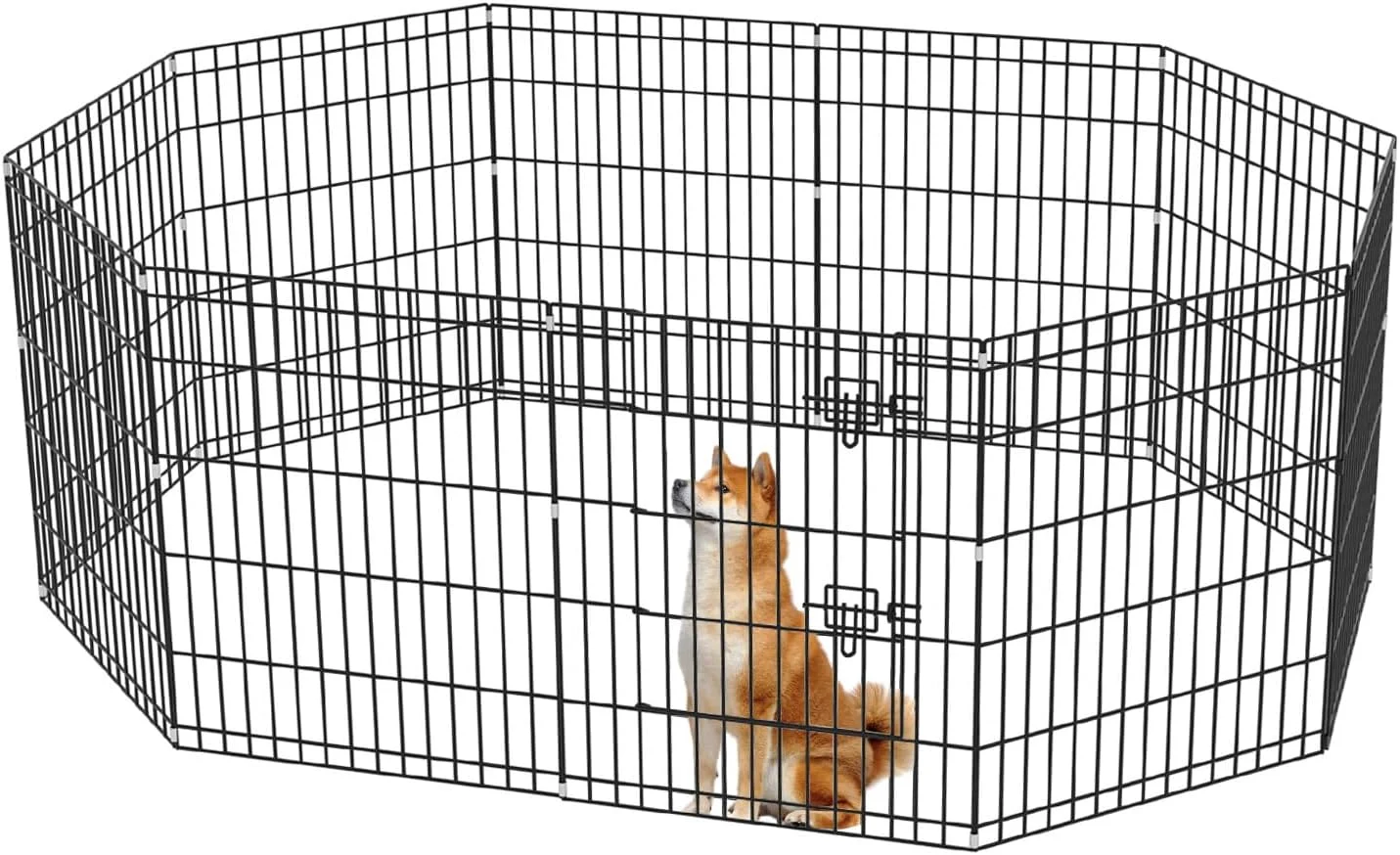 حصار سگ تاشو داخلی TsoLay، محوطه بازی تمرینی سگ ها با دروازه، فلزی تاشو و قابل تنظیم، مونتاژ آسان و بادوام، مناسب برای استفاده در داخل یا خارج از منزل