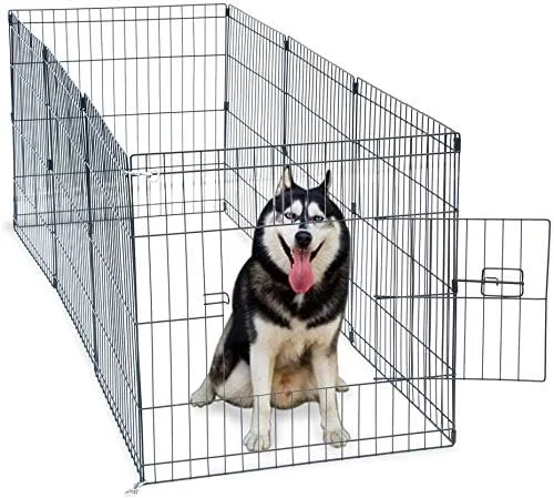 محوطه بازی 8 ضلعی UNDERDOG مناسب برای سگ ها/توله سگ ها/گربه ها و خرگوش ها، تاشو، ایده آل برای استفاده در داخل/خارج از منزل (76 سانتی متر، مشکی)