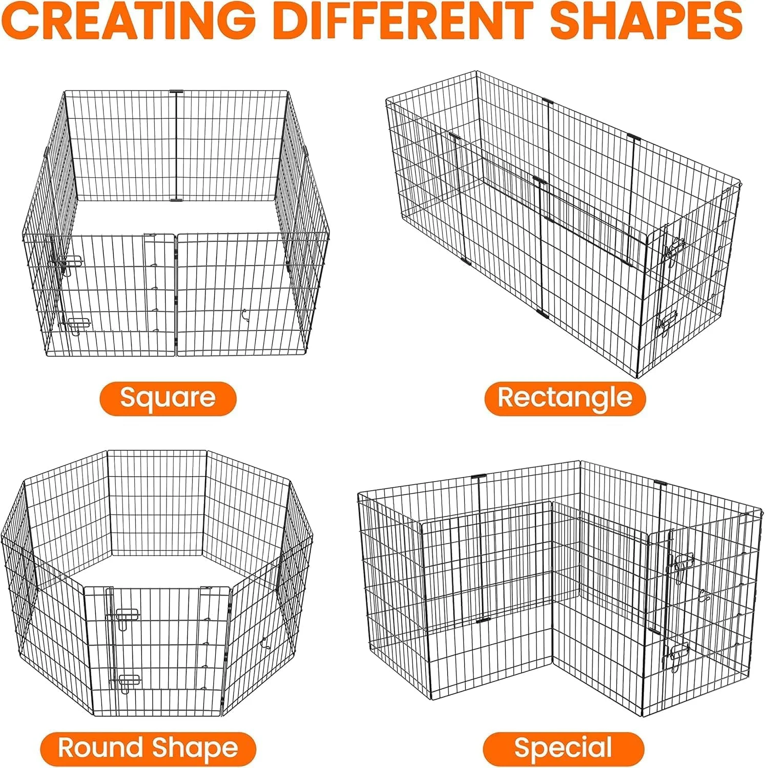 حصار سگ تاشو داخلی TsoLay، محوطه بازی تمرینی سگ ها با دروازه، فلزی تاشو و قابل تنظیم، مونتاژ آسان و بادوام، مناسب برای استفاده در داخل یا خارج از منزل