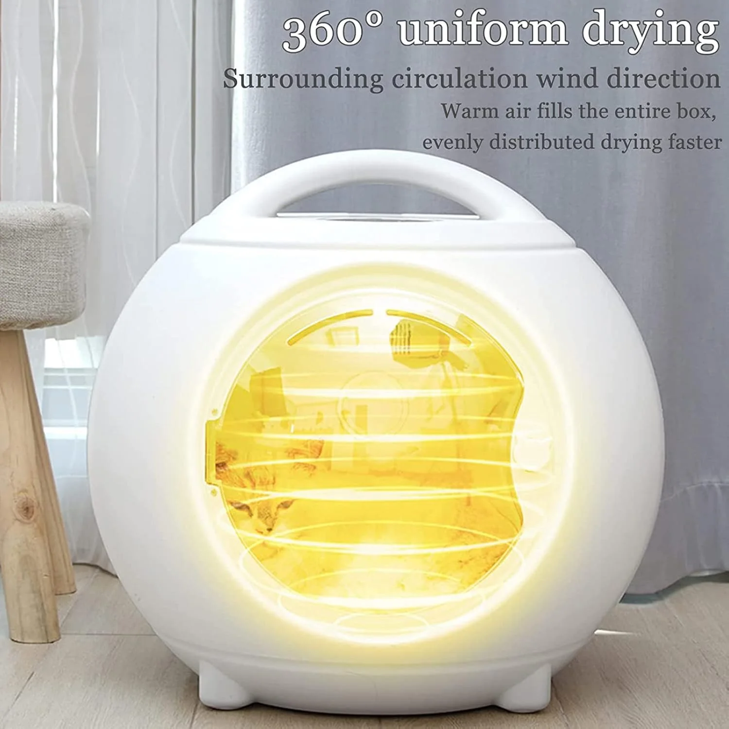 باکس خشک کن حیوانات خانگی TsoLay، خشک کن موی حیوانات خانگی با چرخه باد گرم 360 درجه کاملا اتوماتیک با قابلیت تنظیم دما و زمان، خشک کن هوشمند حمام حیوانات خانگی برای نظافت گربه ها و سگ های کوچک