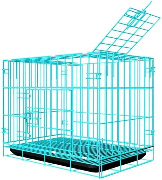 قفس سگ، قفس حمل و نقل، قفس سیمی، باکس حمل سگ، باکس مسافرتی با 2 درب مشکی، سبز