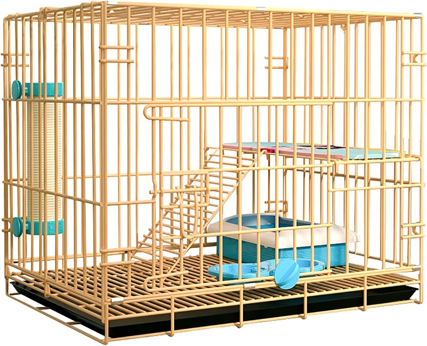 قفس حیوانات خانگی سگ گربه توله سگ، قفس فلزی تاشو برای آموزش، حمل و نقل آسان، قفس تاشو با سینی زیرین قابل شستشو، 68x49x58 سانتی متر