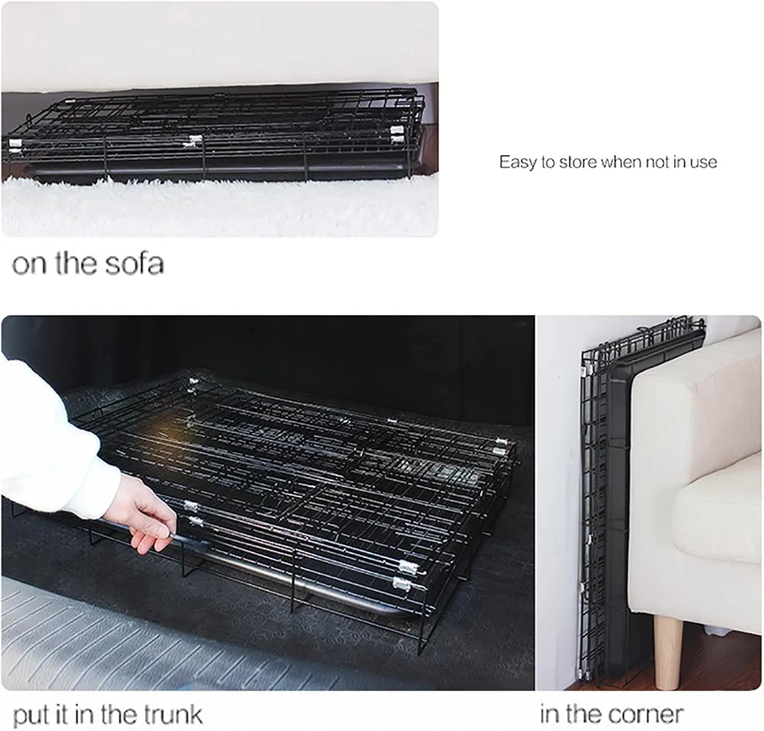 قفس حیوانات خانگی سگ گربه توله سگ، قفس فلزی تاشو برای آموزش، حمل و نقل آسان، قفس تاشو با سینی زیرین قابل شستشو، 68x49x58 سانتی متر