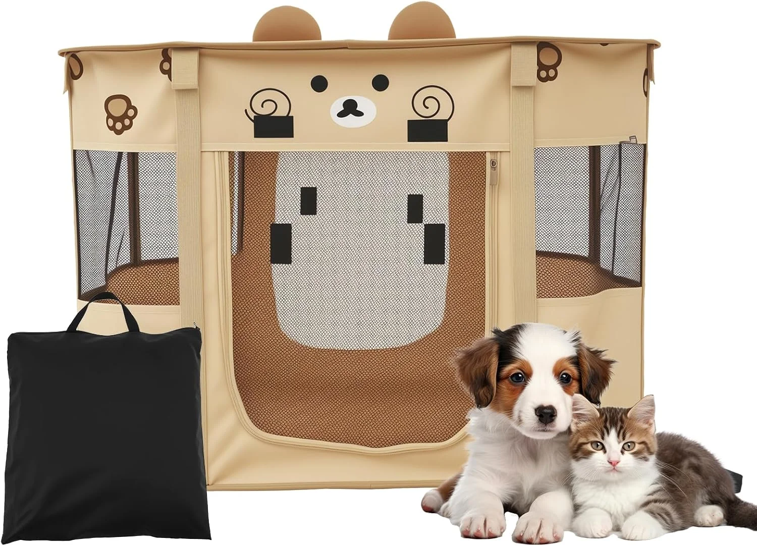 محوطه بازی توله سگ TNTGMG، محوطه بازی تاشو سگ با کیف حمل، 80 x 60 x 55 سانتی متر، قفس چادری قابل حمل با زیپ برای گربه های داخل خانه، لانه سگ تاشو آکسفورد محوطه بازی توله سگ TNTGMG، محوطه بازی تاشو سگ با کیف حمل، 80 x 60 x 55 سانتی متر، قفس چادری قابل حمل با زیپ برای گربه های داخل خانه، لانه سگ تاشو آکسفورد