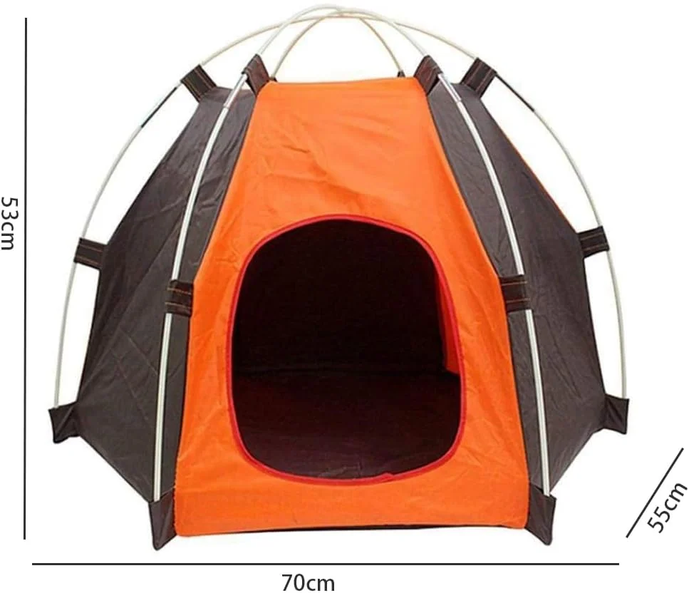 چادر سگ فضای باز TOMVAES، چادر کمپینگ نارنجی قابل حمل حیوانات خانگی، خانه چادر بازی ضد آب آکسفورد برای سگ و گربه، لانه توله سگ سرپوشیده، لانه بچه گربه، خانه بازی حیوانات خانگی، 70 * 55 * 53 سانتی متر
