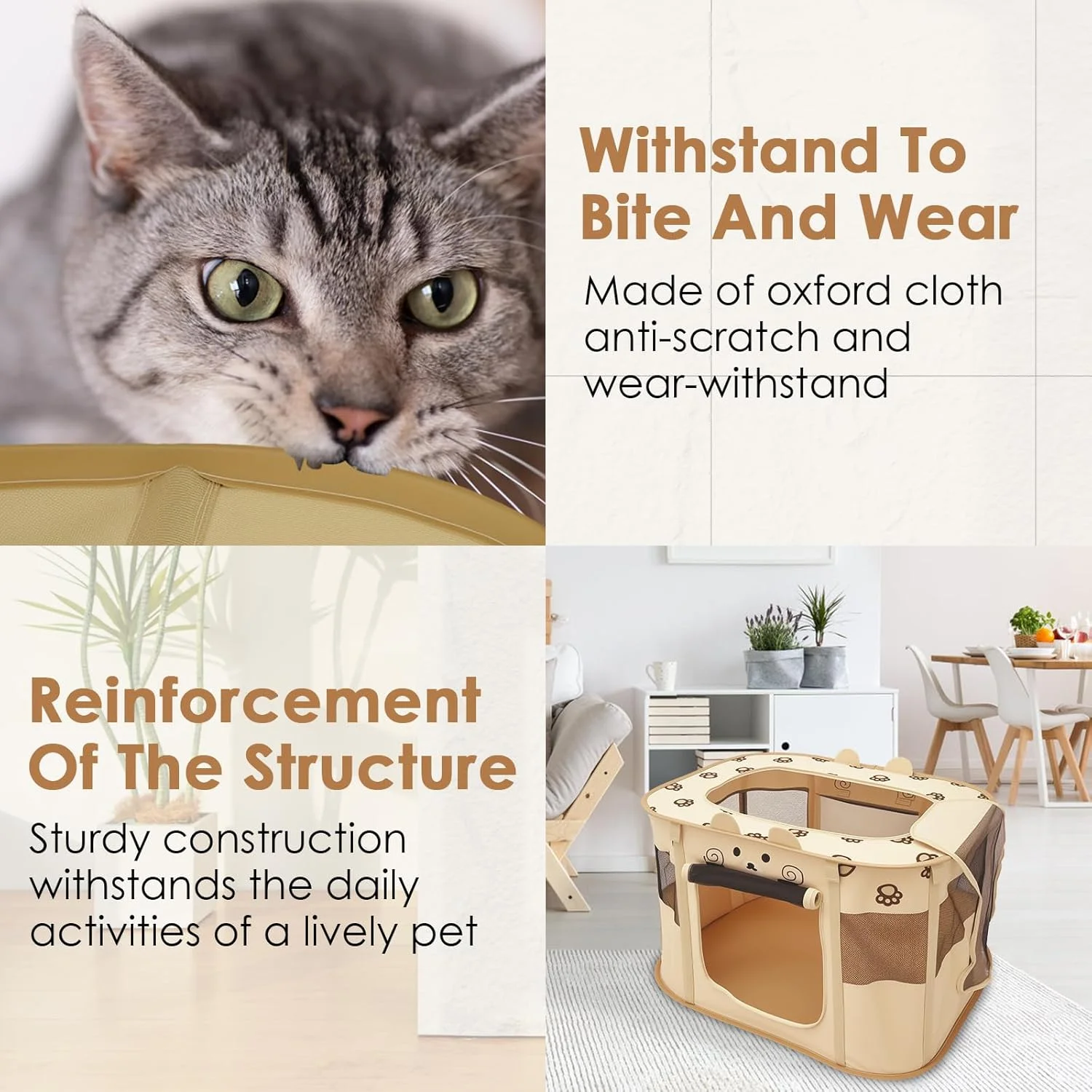 محوطه بازی توله سگ TNTGMG، محوطه بازی تاشو سگ با کیف حمل، 80 x 60 x 55 سانتی متر، قفس چادری قابل حمل با زیپ برای گربه های داخل خانه، لانه سگ تاشو آکسفورد