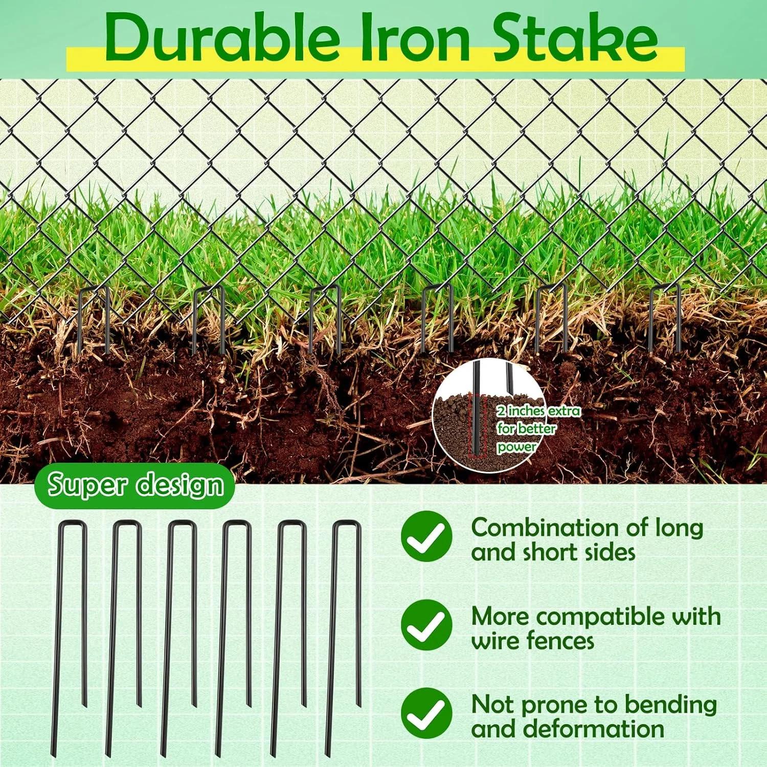 میله های نگهدارنده حصار سگ Threehoney بسته 20 عددی، میله های فلزی برای حصار حیوانات خانگی، مناسب برای جلوگیری از حفر کردن سگ ها، مشکی، 25x20 سانتی متر