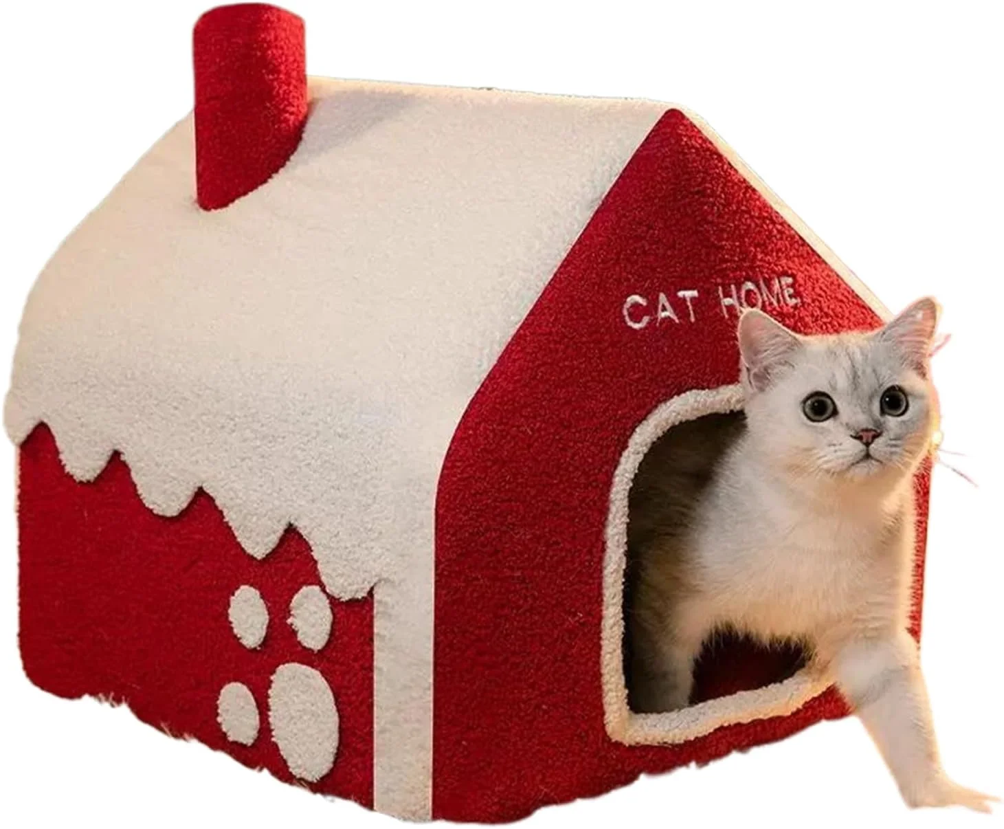 خانه گربه طرح کلبه برفی | لانه نرم زمستانی حیوانات خانگی، لانه گرم غیر لغزنده برای گربه سگ پنجره خلیجی داخل خانه اتاق خواب بالکن اتاق نشیمن خوابگاه