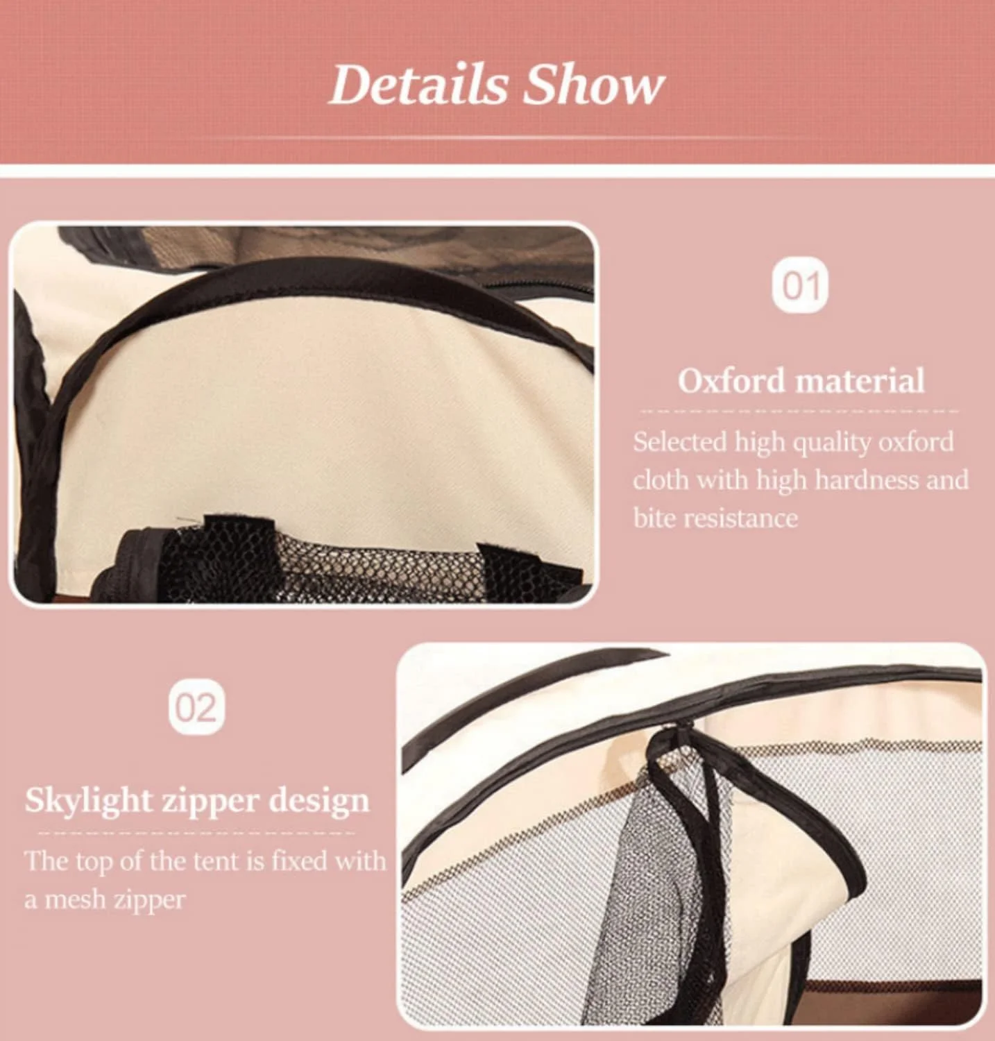 چادر سگ SKEIDO خانه قابل حمل تاشو قفس توری تنفسی فضای باز برای حیوانات خانگی گربه ها اتاق زایمان عملیات آسان لانه هشت ضلعی سگ - 114 * 114 * 58 سانتی متر