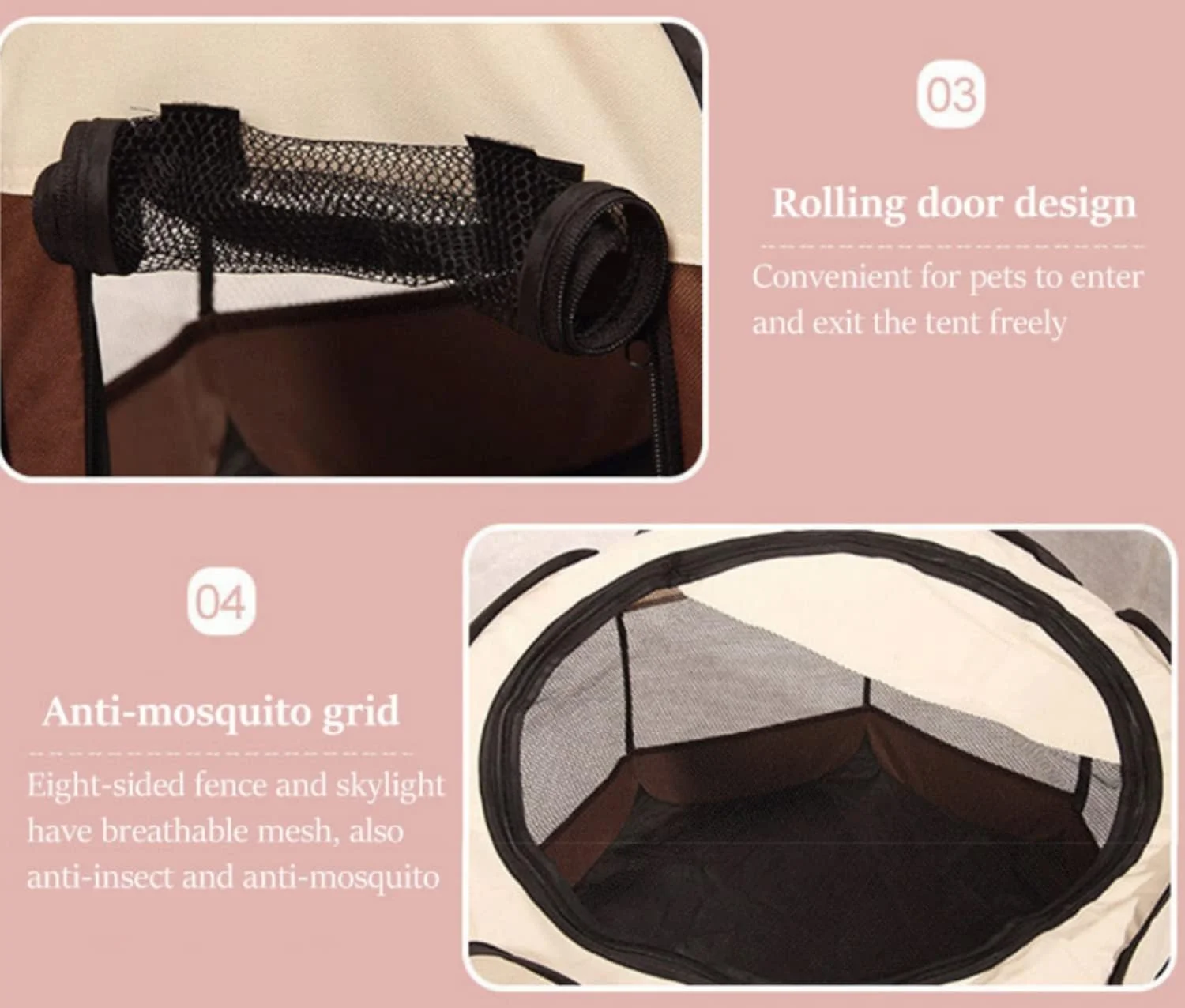 چادر سگ SKEIDO خانه قابل حمل تاشو قفس توری تنفسی فضای باز برای حیوانات خانگی گربه ها اتاق زایمان عملیات آسان لانه هشت ضلعی سگ - 114 * 114 * 58 سانتی متر