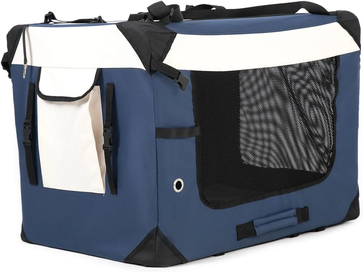 محفظه حمل تاشو سگ سیولفوس، باکس نرم و قابل حمل حیوانات خانگی، کیف حمل گربه بسیار بزرگ با تشک خزدار نرم، مناسب برای داخل و خارج از خانه، 71x50x50 سانتی متر