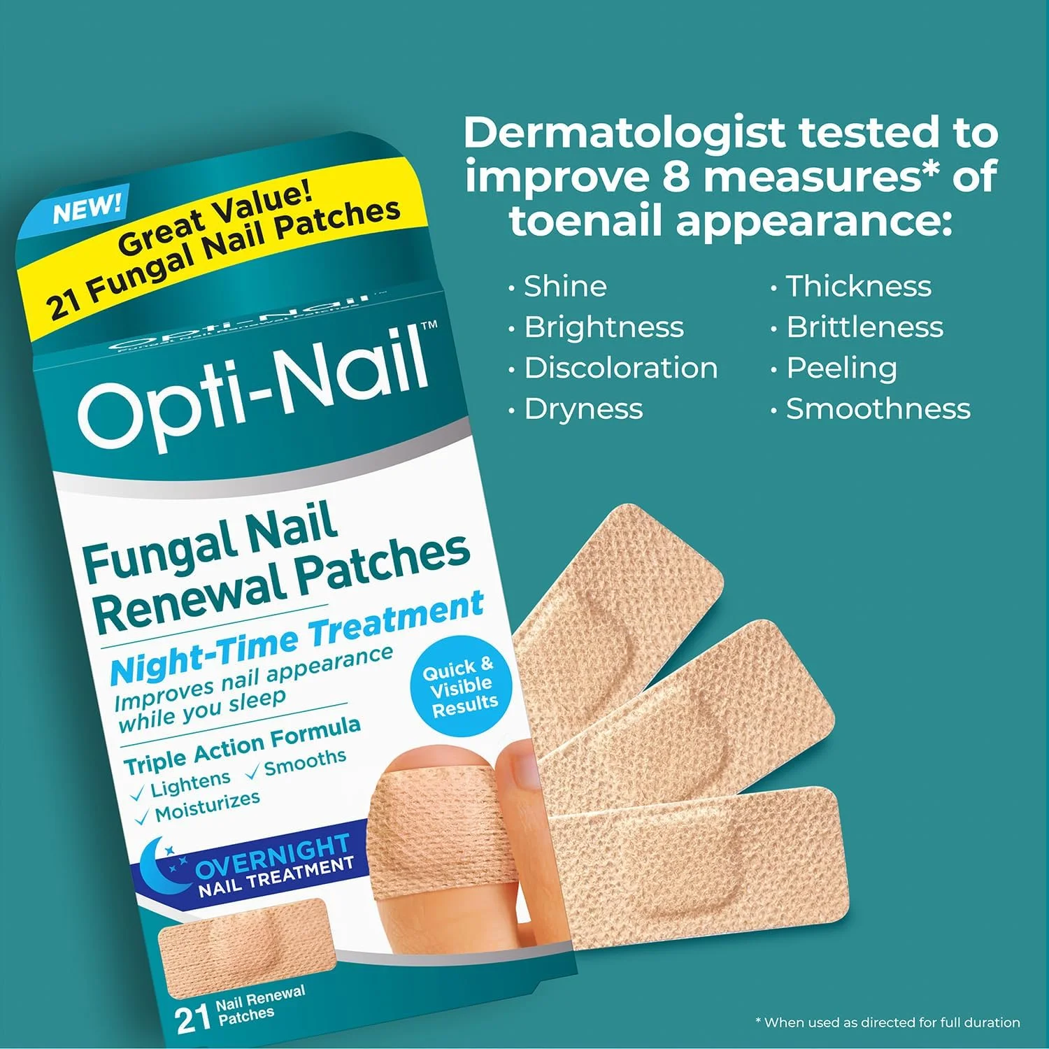 پد های ترمیم کننده ناخن قارچی Opti-Nail - 21 پد، درمان شبانه برای بهبود ظاهر ناخن در هنگام خواب پد های ترمیم کننده ناخن قارچی Opti-Nail - 21 پد، درمان شبانه برای بهبود ظاهر ناخن در هنگام خواب