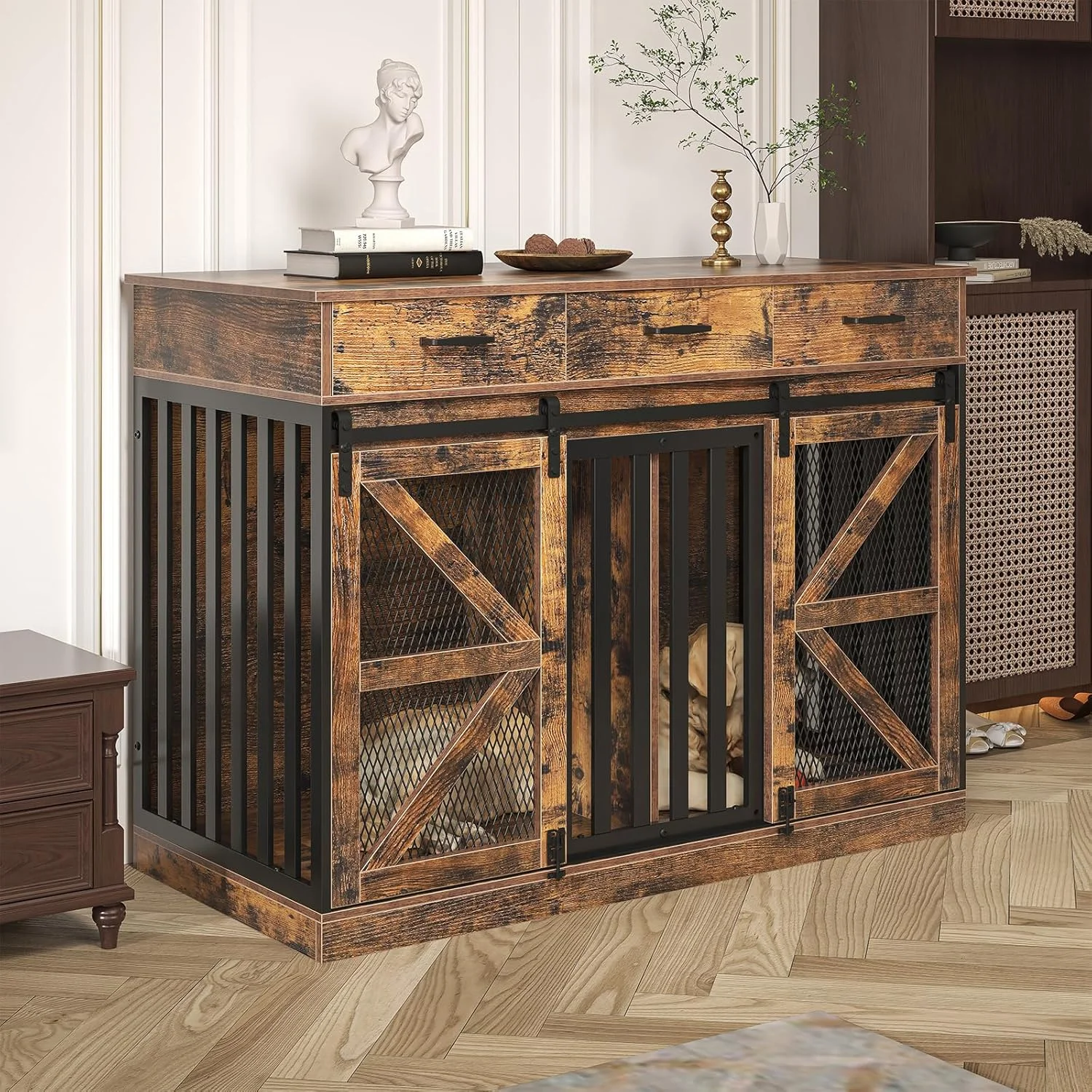 قفس سگ Saudism مدل Wooden با 3 کشو
