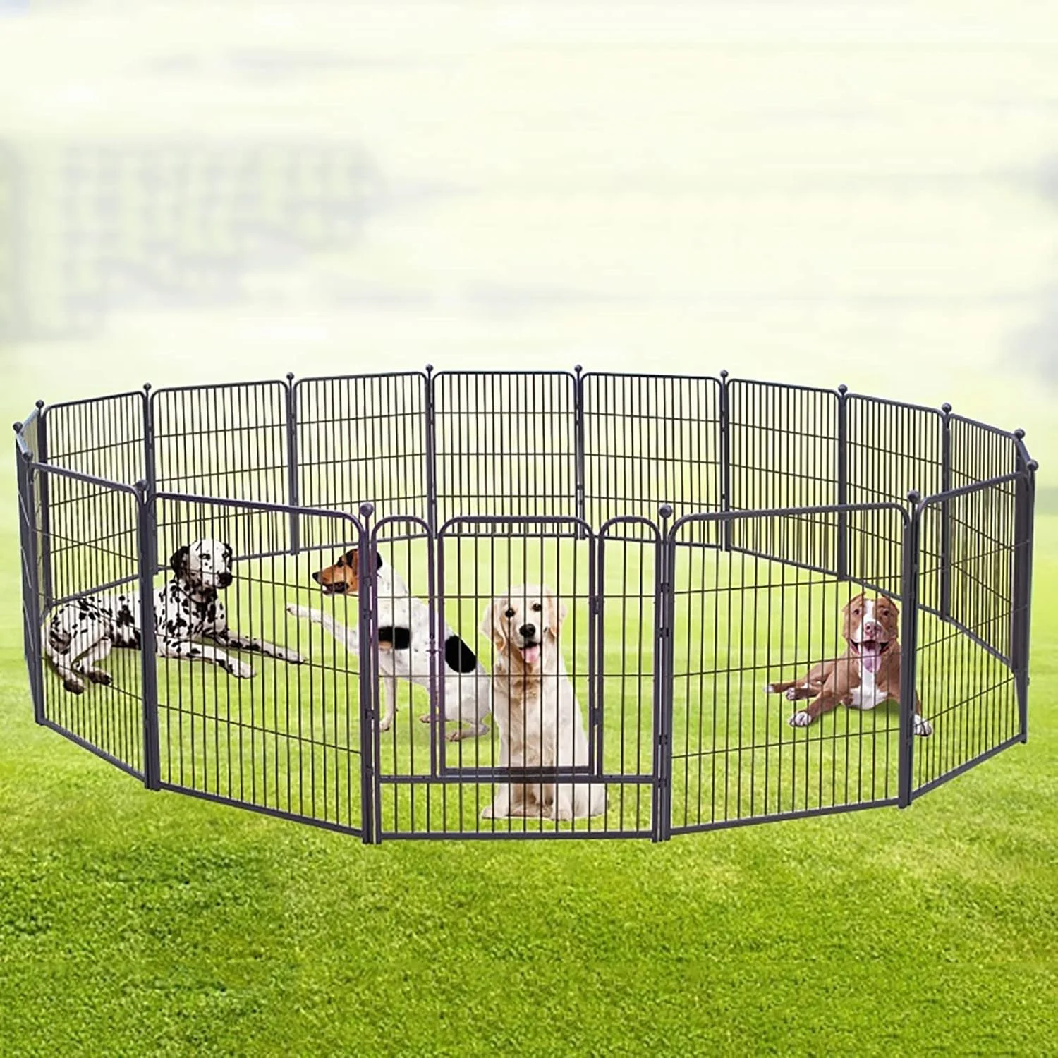 محوطه بازی سگ REHOOF، حصار سگ بزرگ مناسب فضای داخلی و خارجی، مقاوم و سنگین، 16 پنل، قفس تمرین سگ، محفظه قابل حمل حیوانات خانگی برای سگ های بزرگ، متوسط و کوچک و حیوانات خانگی، 80x60 سانتی متر