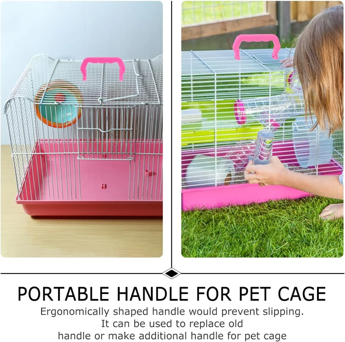 دستگیره قفس حیوانات خانگی، دستگیره های جایگزین قفس برای قفس همستر، خرگوش، سنجاب، چینچیلا (10 عدد، صورتی)