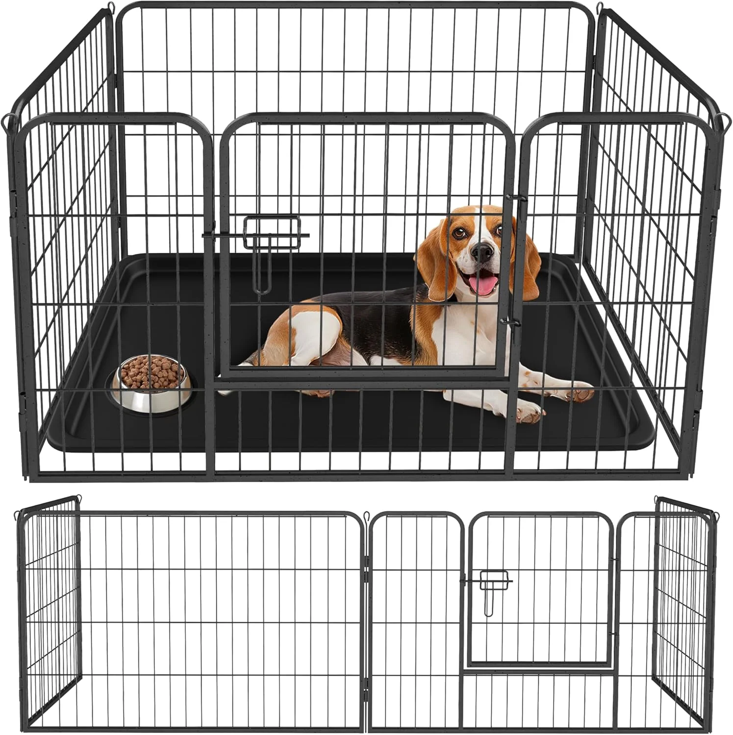 محوطه بازی توله سگ Qianruida مدل Puppy Run، ابعاد 91x61 سانتی متر، مناسب برای استفاده در منزل و فضای باز، مخصوص توله سگ ها، سگ ها و خرگوش ها - بسته 4 عددی