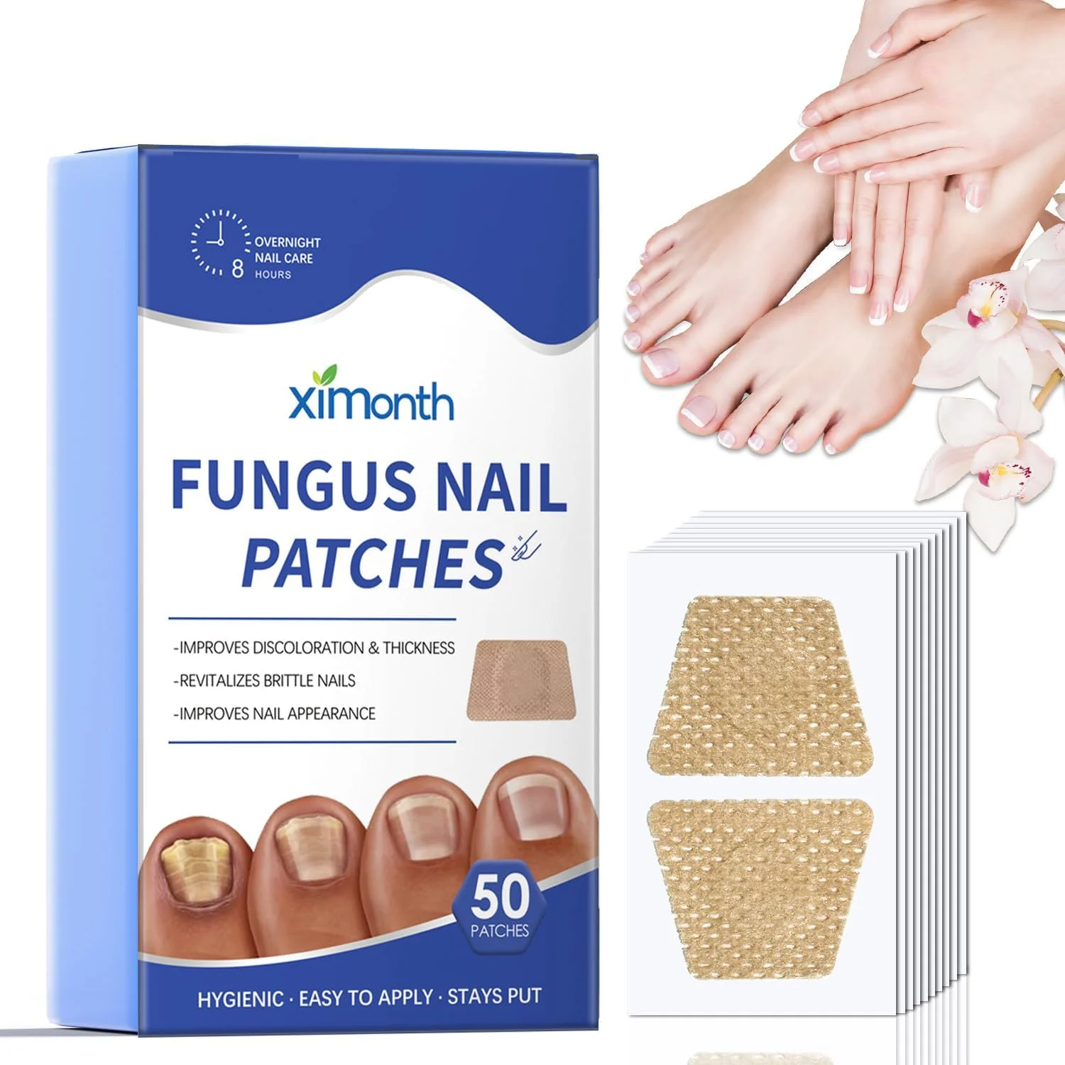 پد قارچ ناخن LBOYLOVE® بسته 50 عددی، پد درمان قارچ ناخن فوق العاده قوی برای ناخن پا با هیدروژل برای ترمیم شبانه، مناسب برای آقایان و بانوان، به راحتی نمی افتد پد قارچ ناخن LBOYLOVE® بسته 50 عددی، پد درمان قارچ ناخن فوق العاده قوی برای ناخن پا با هیدروژل برای ترمیم شبانه، مناسب برای آقایان و بانوان، به راحتی نمی افتد