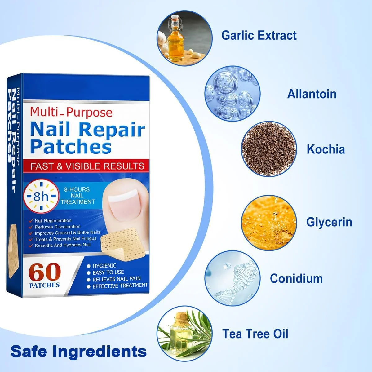 پد ترمیم ناخن 60 عددی LBOYLOVE®، درمان شبانه قارچ ناخن برای تغییر رنگ و ترک خوردگی ناخن، بازگرداندن ظاهر سالم ناخن، مناسب برای مردان و زنان، به راحتی نمی افتد پد ترمیم ناخن 60 عددی LBOYLOVE®، درمان شبانه قارچ ناخن برای تغییر رنگ و ترک خوردگی ناخن، بازگرداندن ظاهر سالم ناخن، مناسب برای مردان و زنان، به راحتی نمی افتد