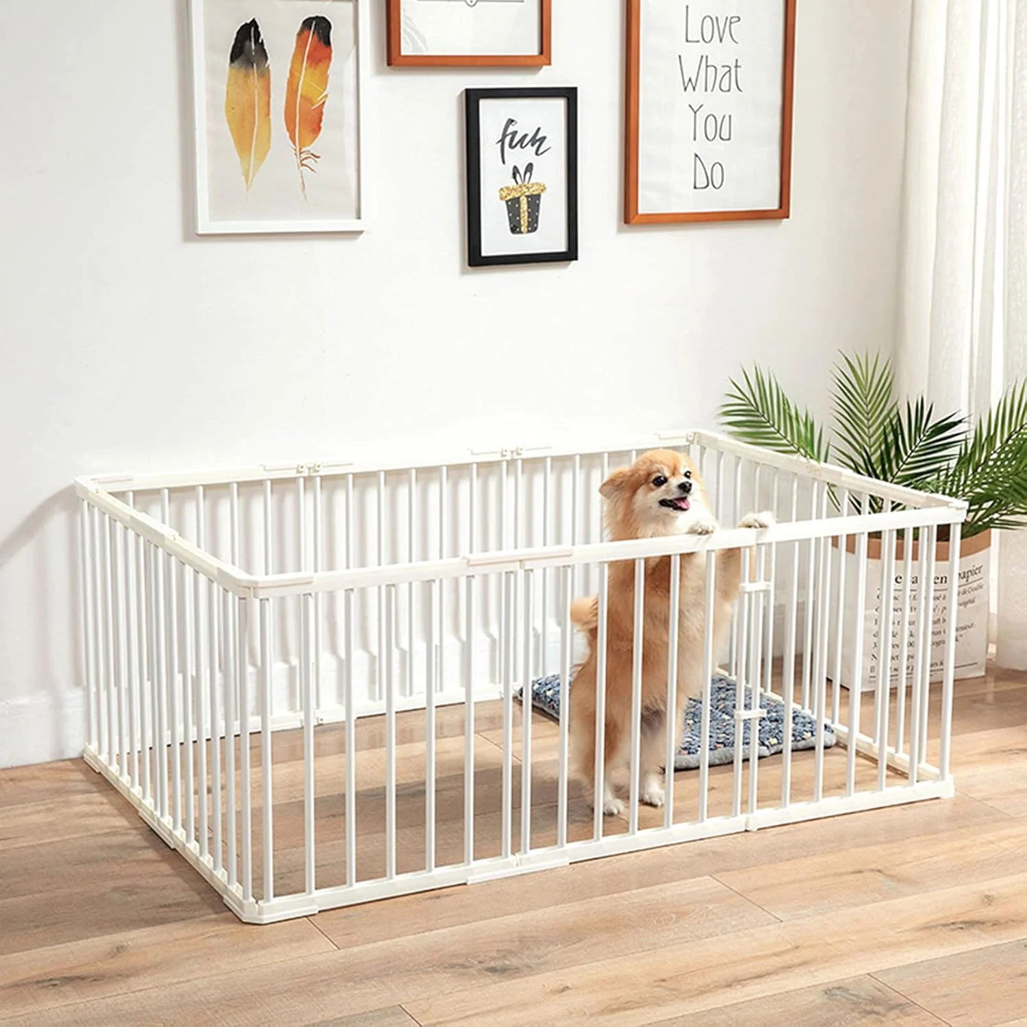 محوطه بازی حیوانات خانگی، قفس حیوانات کوچک DIY برای استفاده در داخل و خارج از منزل، محوطه فلزی تاشو، قفس دویدن داخلی/خارجی برای حیوانات خانگی کوچک و متوسط مانند بچه گربه ها و توله سگ ها (اندازه: 173 * 131 سانتی متر * 70 سانتی متر)